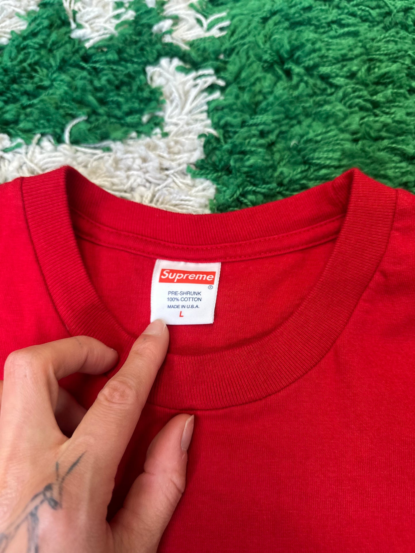 Supreme Red/Blue Logo Tee DS Size Large