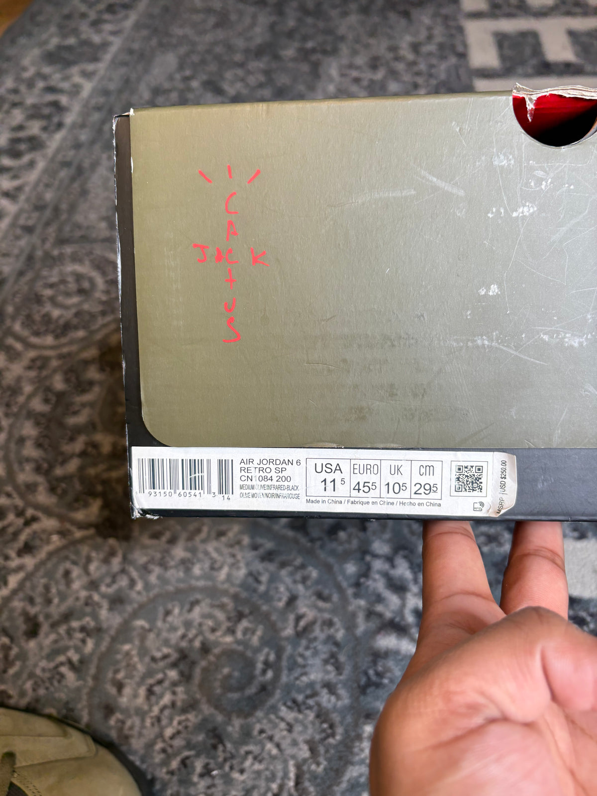 Jordan 6 Retro “Travis Scott Olive” Clean Og Size 11.5
