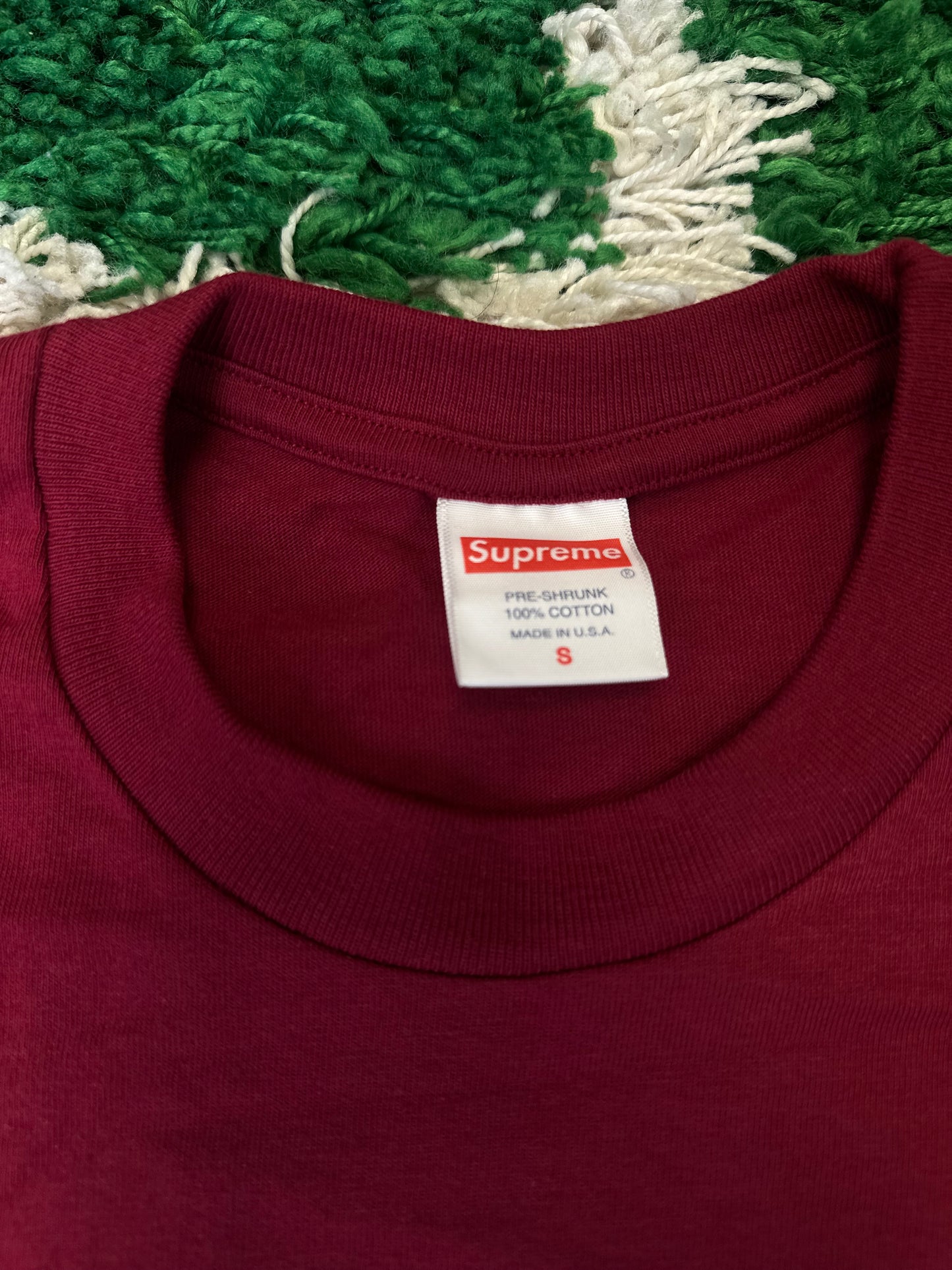 Supreme Maroon/White Logo Tee DS Size Small