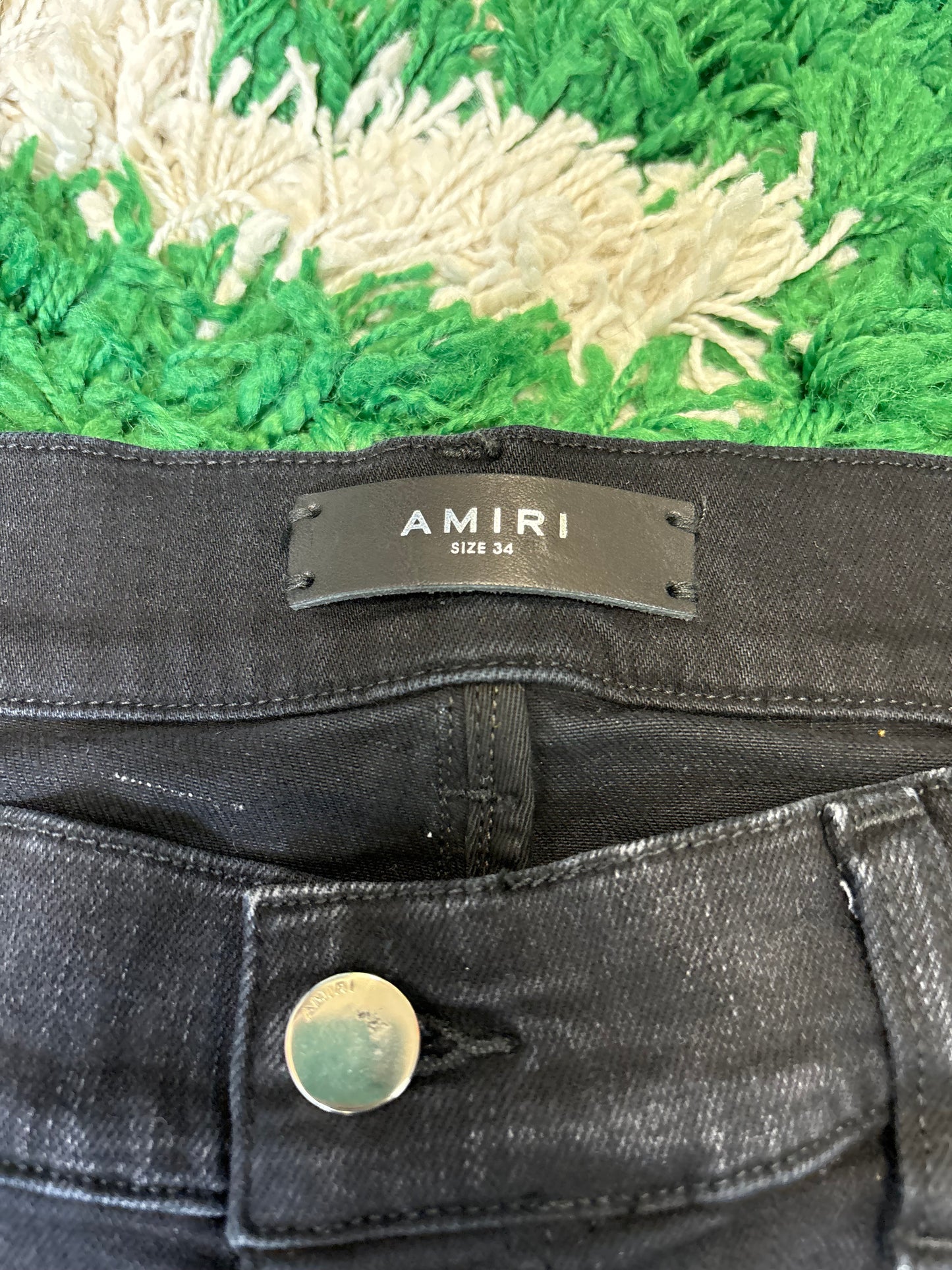 Amiri Jeans Black Bandana Patchwork DS Size 34