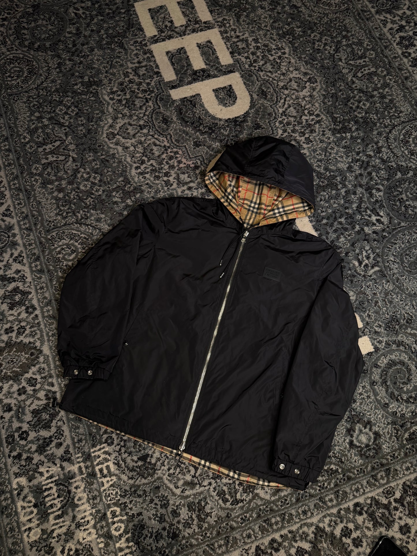 Burberry Reversible Check Hooded Jacket Size XXL