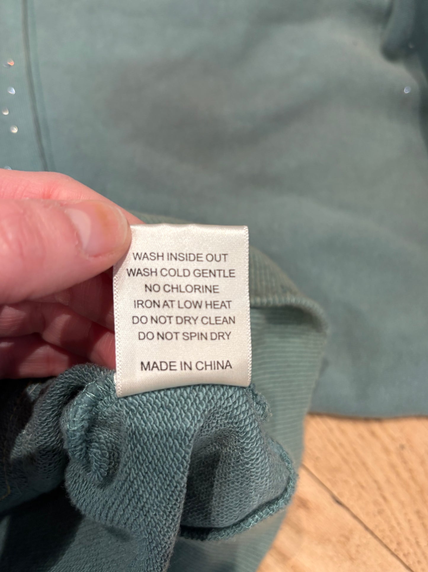 Vale Green Rhinestone Zip Hoodie Size Large