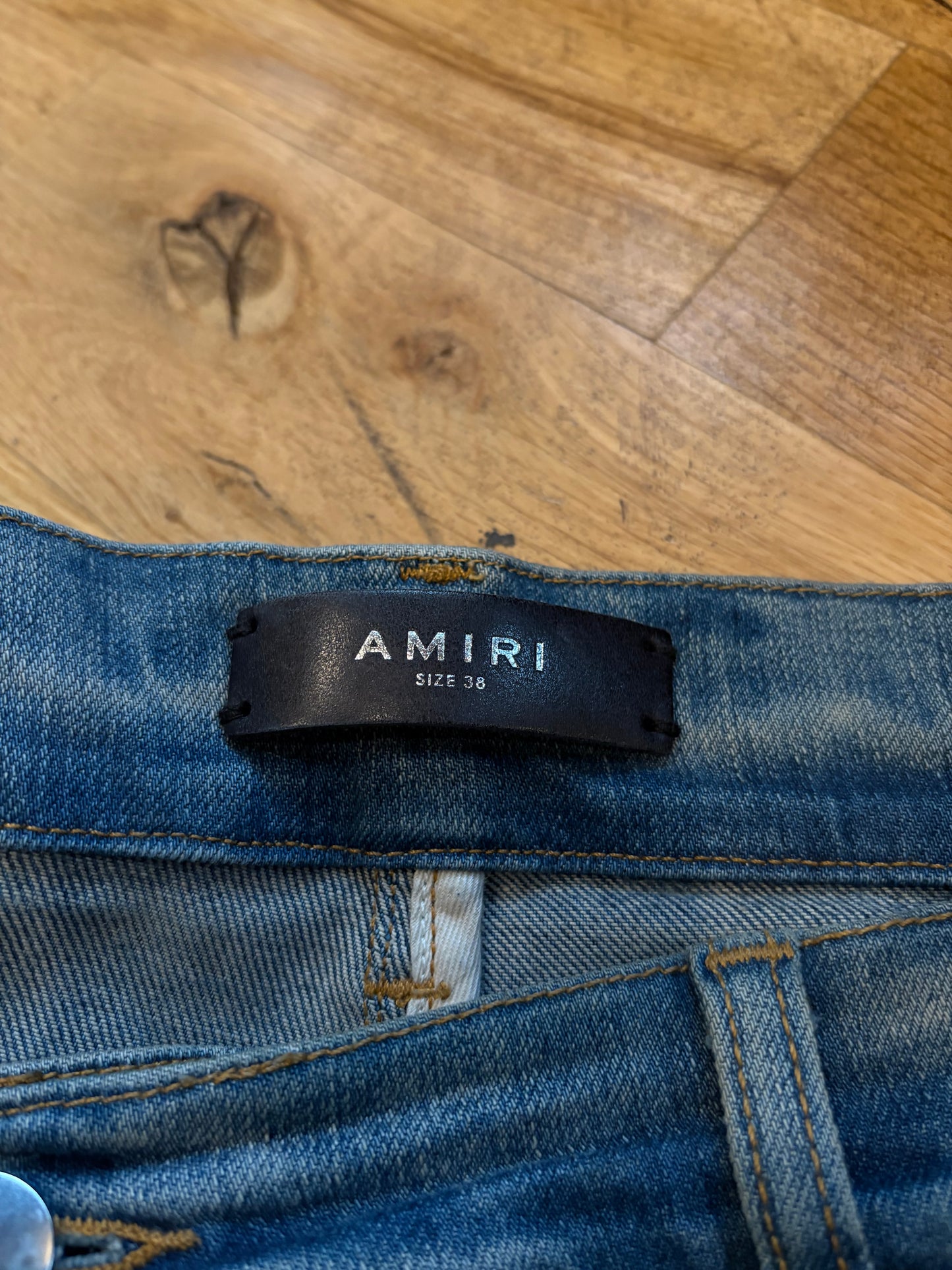 Amiri Jeans Light Wash Patchwork Size 38