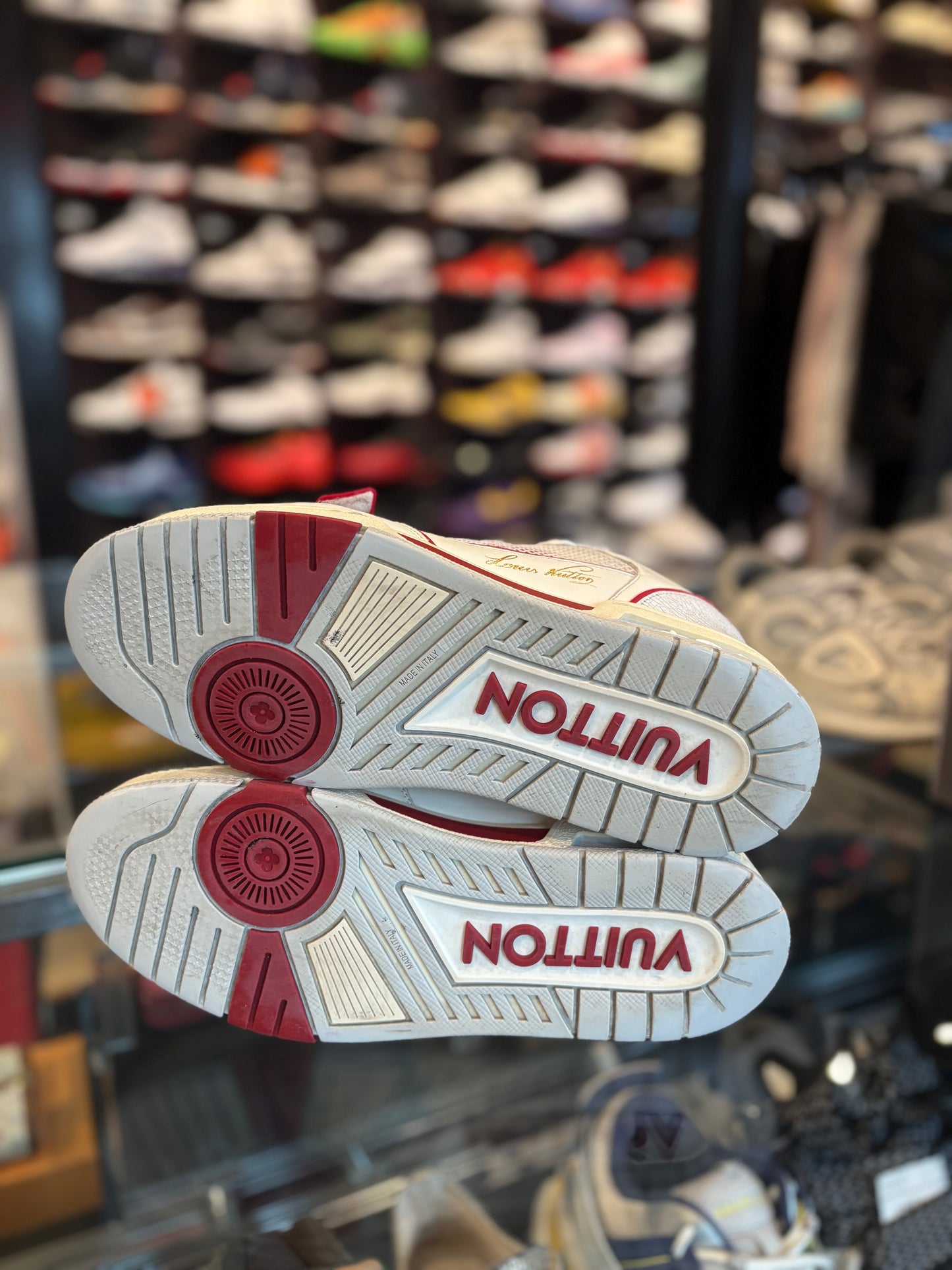 Louis Vuitton Trainer White/Red PO NB Size 7.5LV