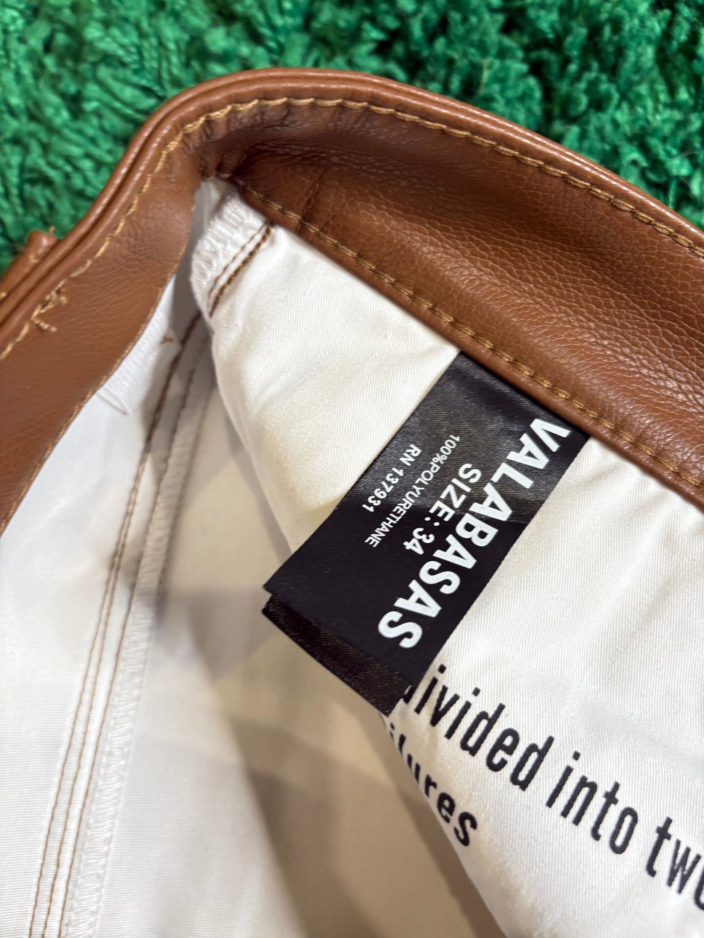 Valabasas Jeans Brown Leather Size 34