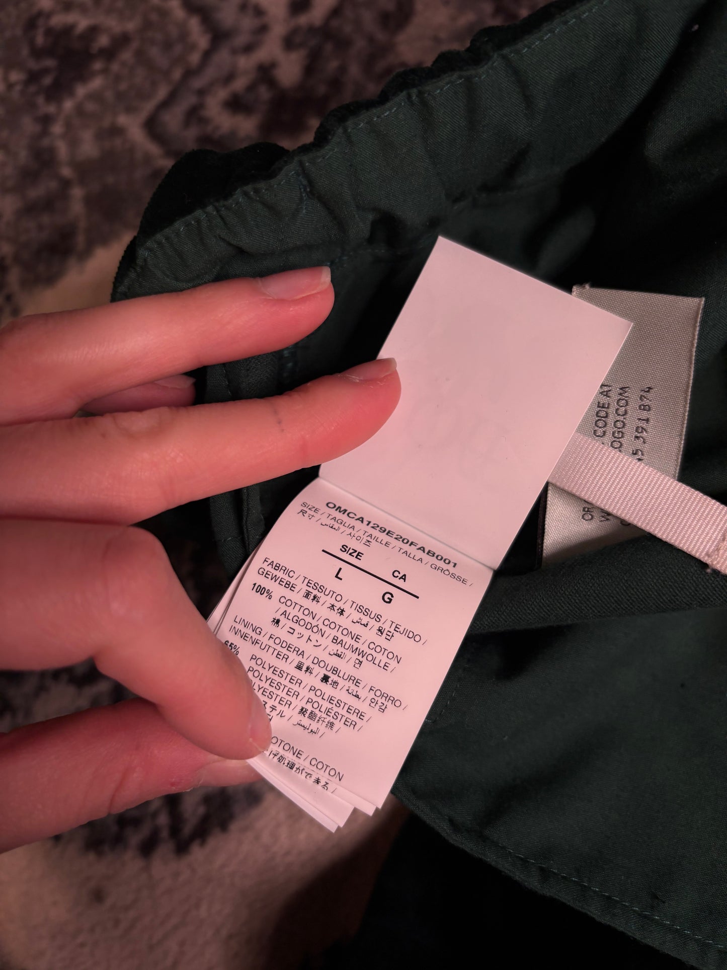 Off-White Green Velour Pants Size Large
