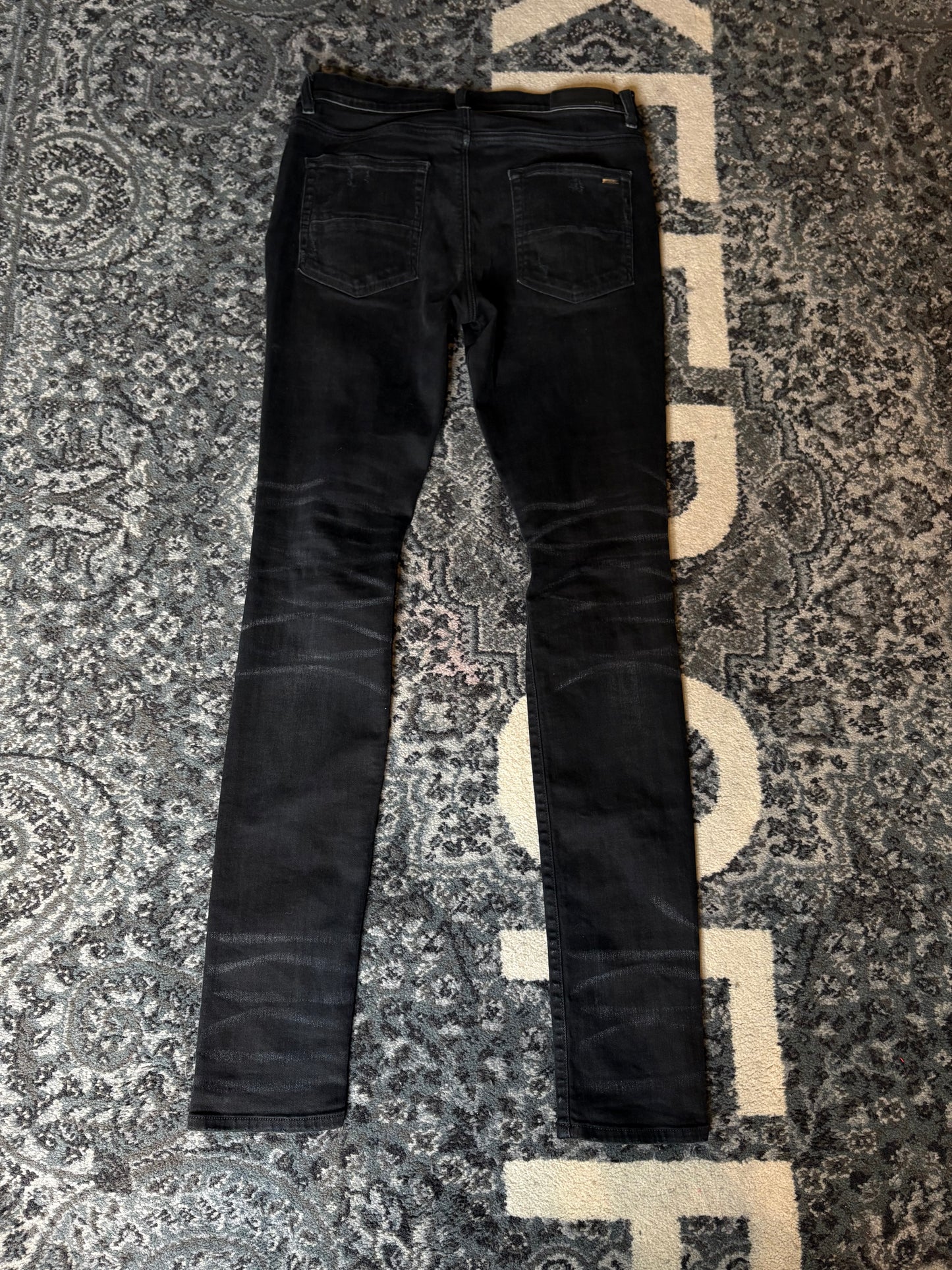 Amiri Jeans Black Vertical Tonal Logo Size 31