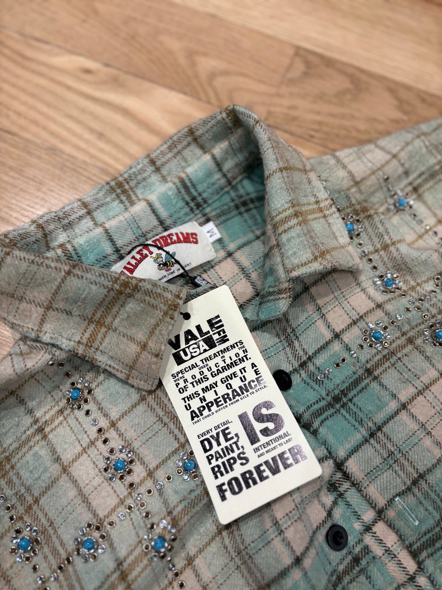 Vale Turquoise Rhinestone Flannel DS Size Medium