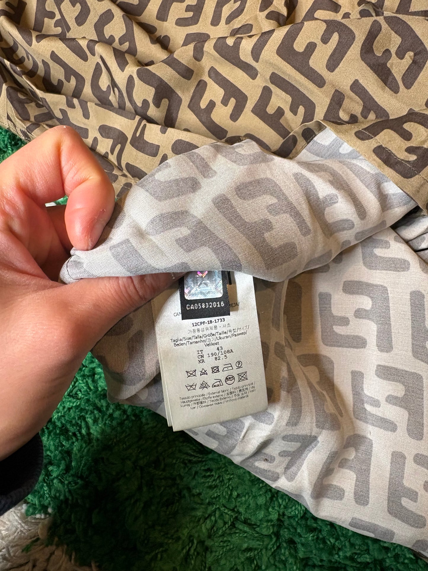 Fendi Silk Monogram Button Down Size Large