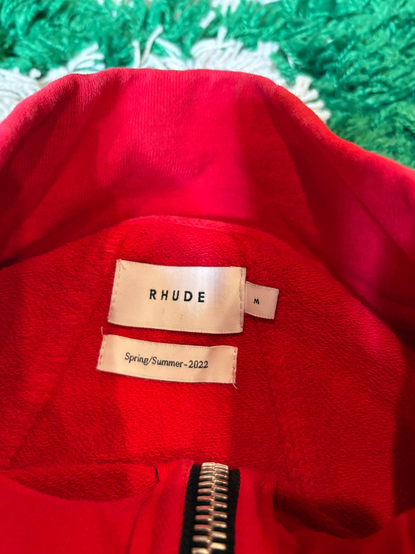 Rhude Red Script Quarter Zip Size Medium