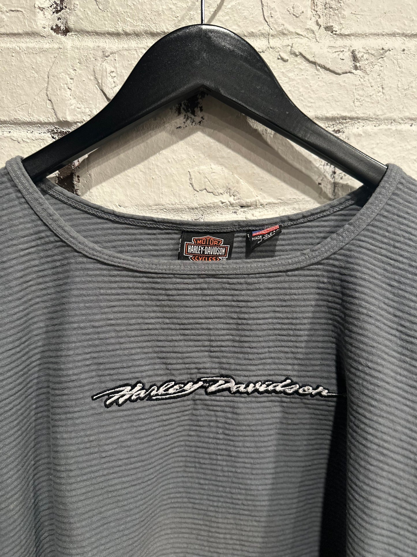 Harley Davidson Cropped Grey Corduroy Shirt Sz L