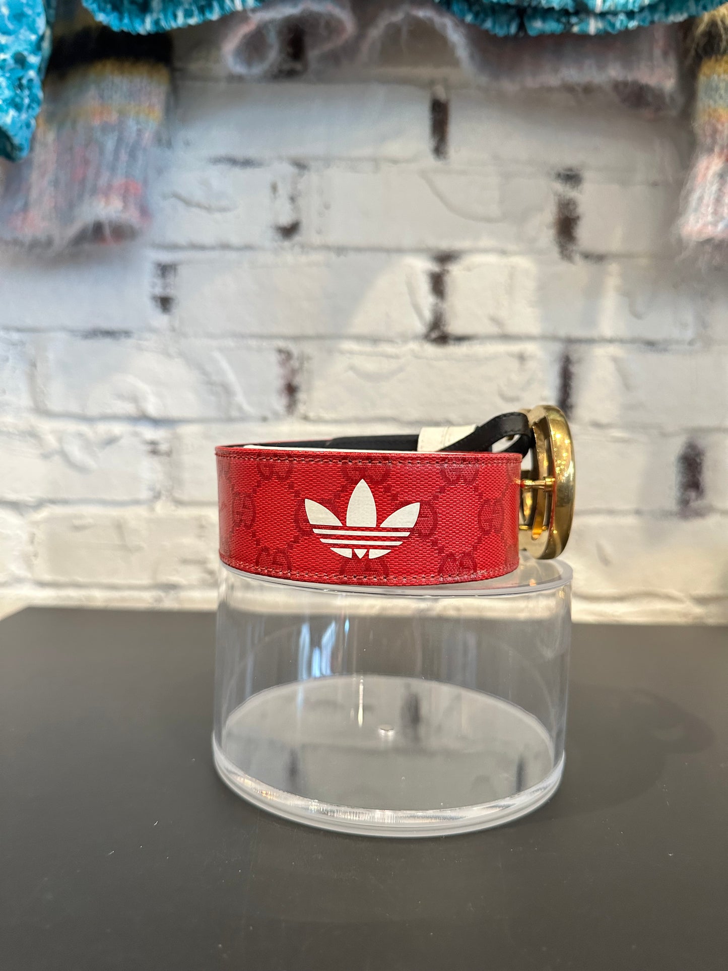 Gucci x Adidas Leather Belt Red