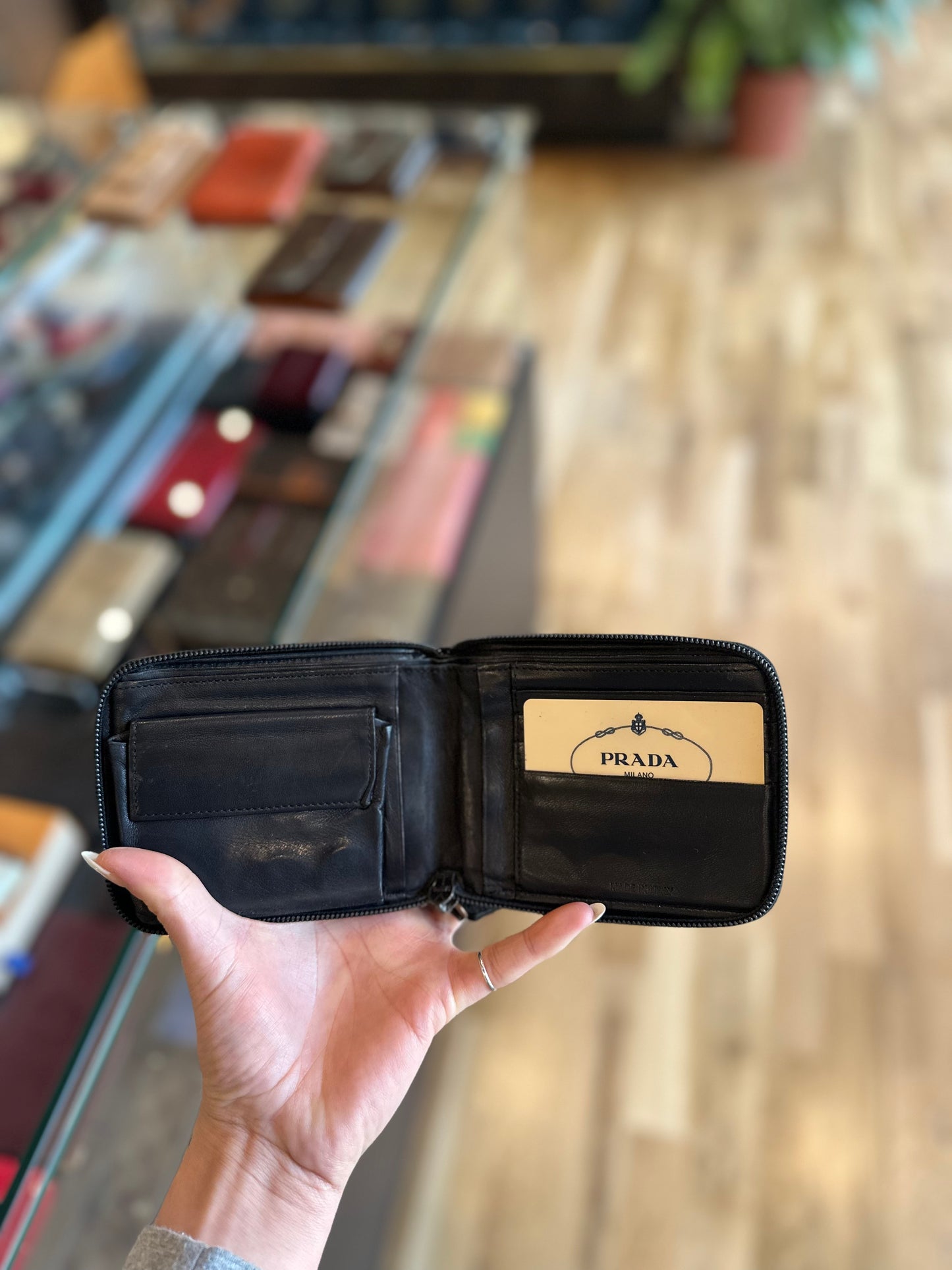 Prada Black Nylon Zip Wallet