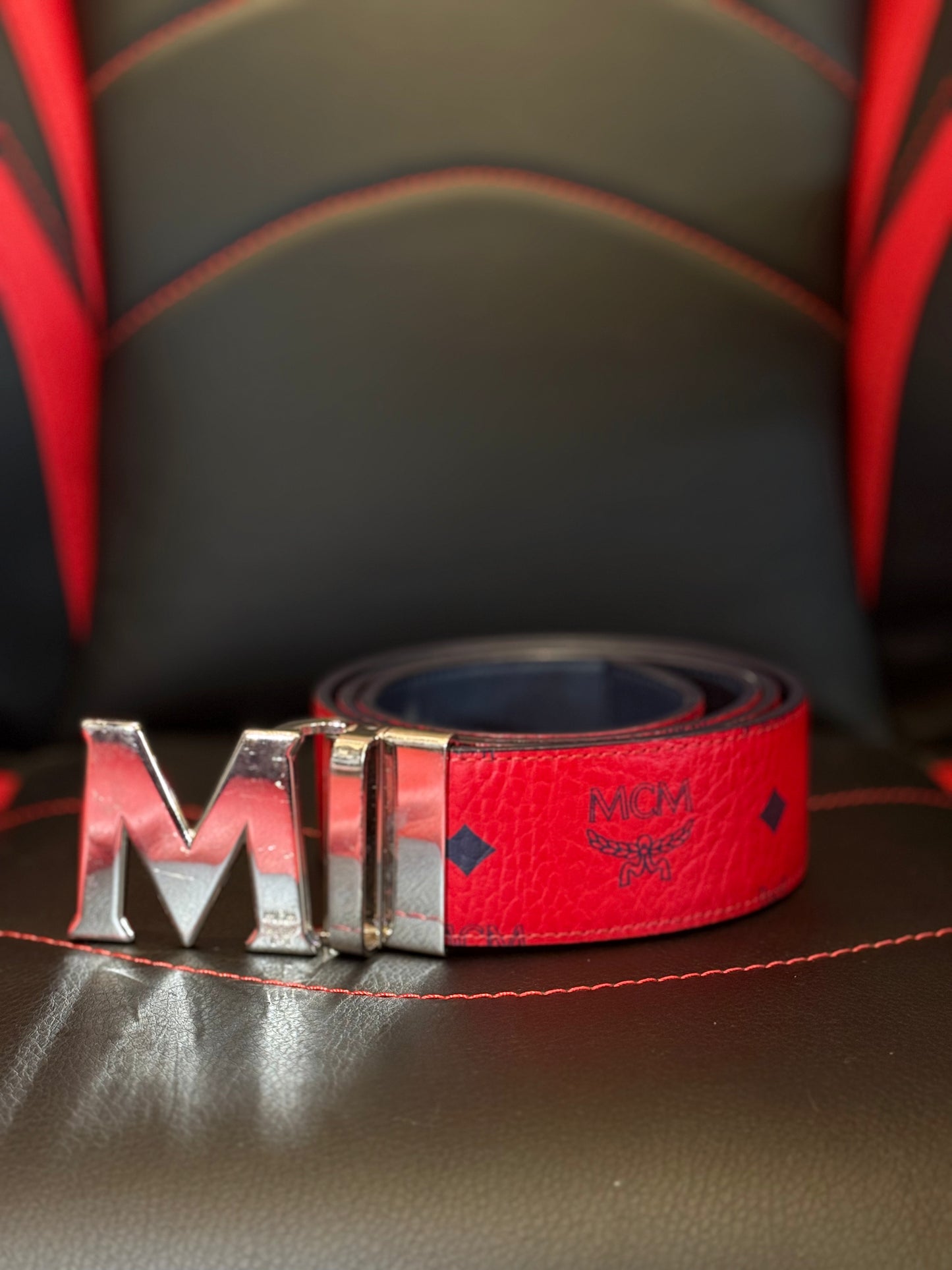 MCM Belt Red Monogram