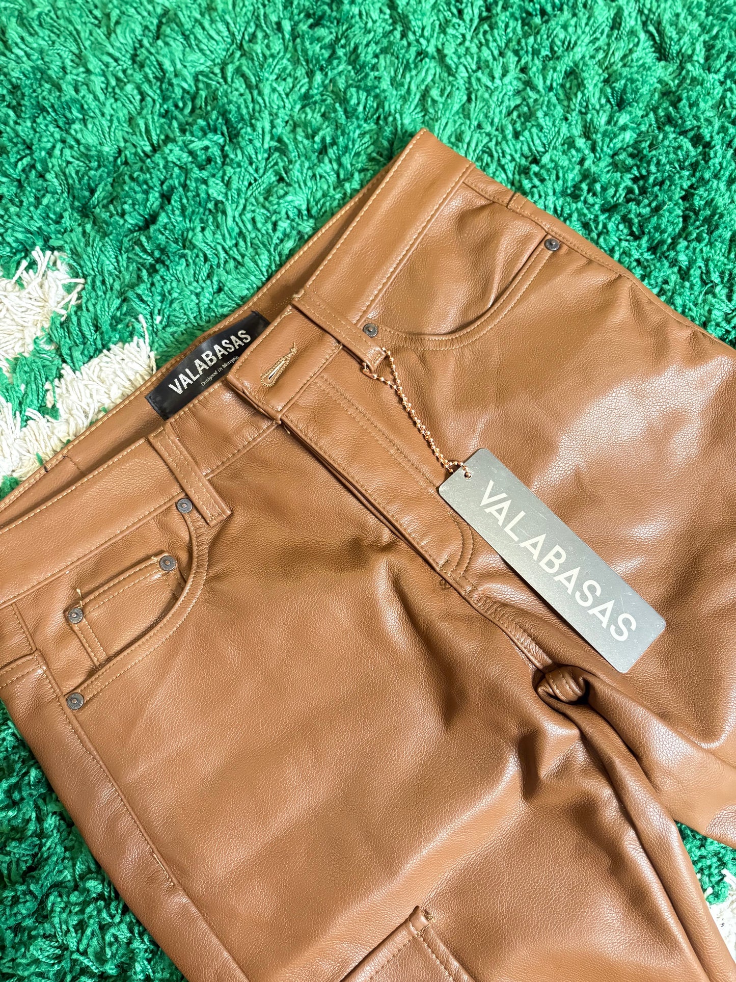 Valabasas Jeans Brown Leather Size 34