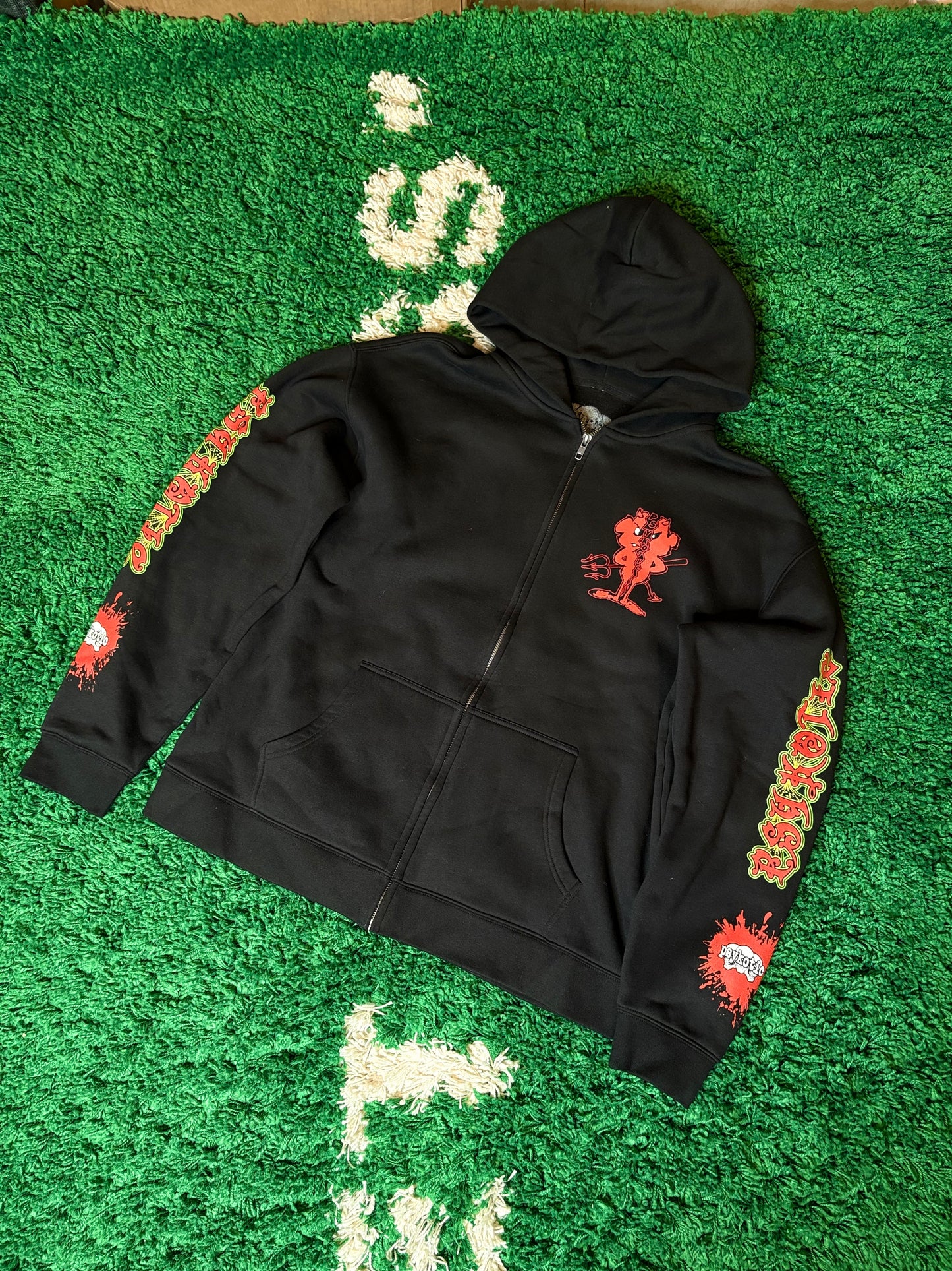 Psychotic Zip Hoodie Black Size Large