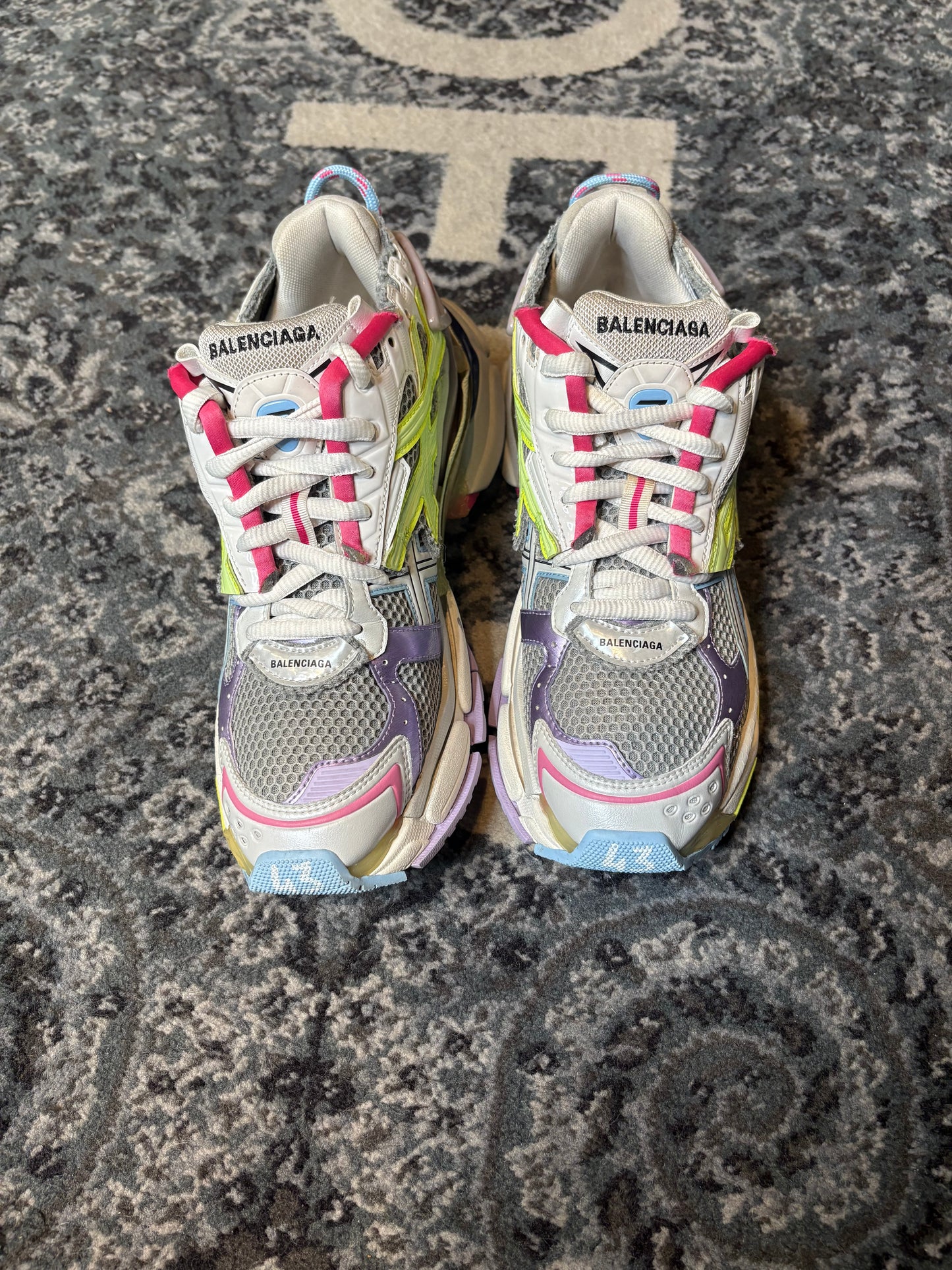 Balenciaga Runner “Leather Free Grey Light Purple Neon Yellow White” Po Nb Size 10(43 EU)