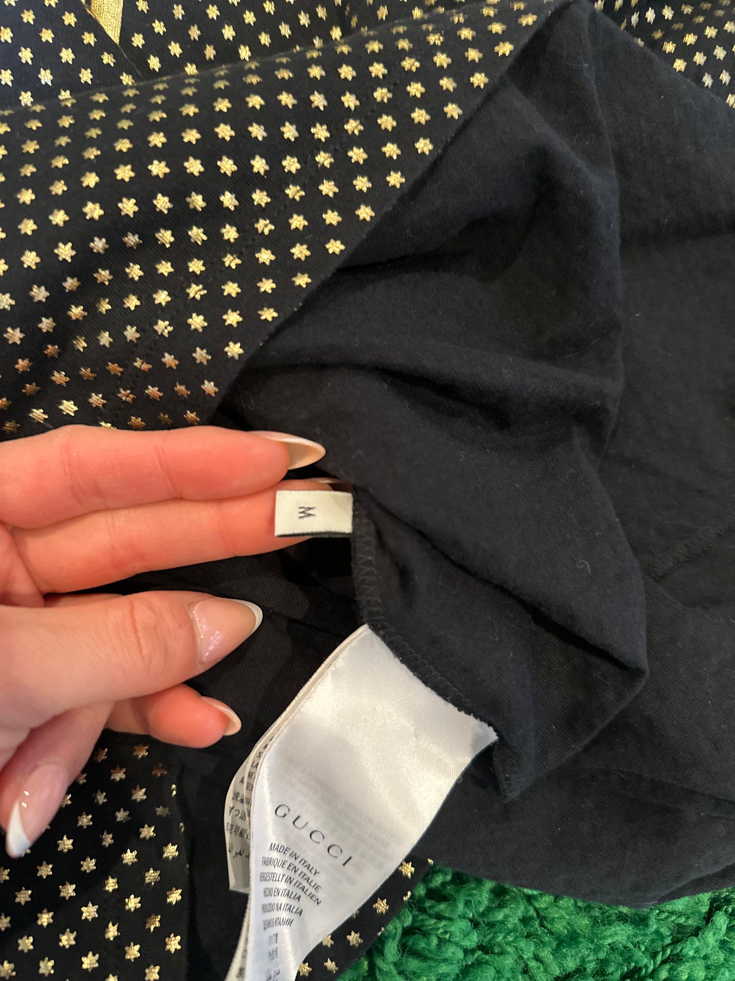 Gucci Tee Black Gold Logo Size Medium