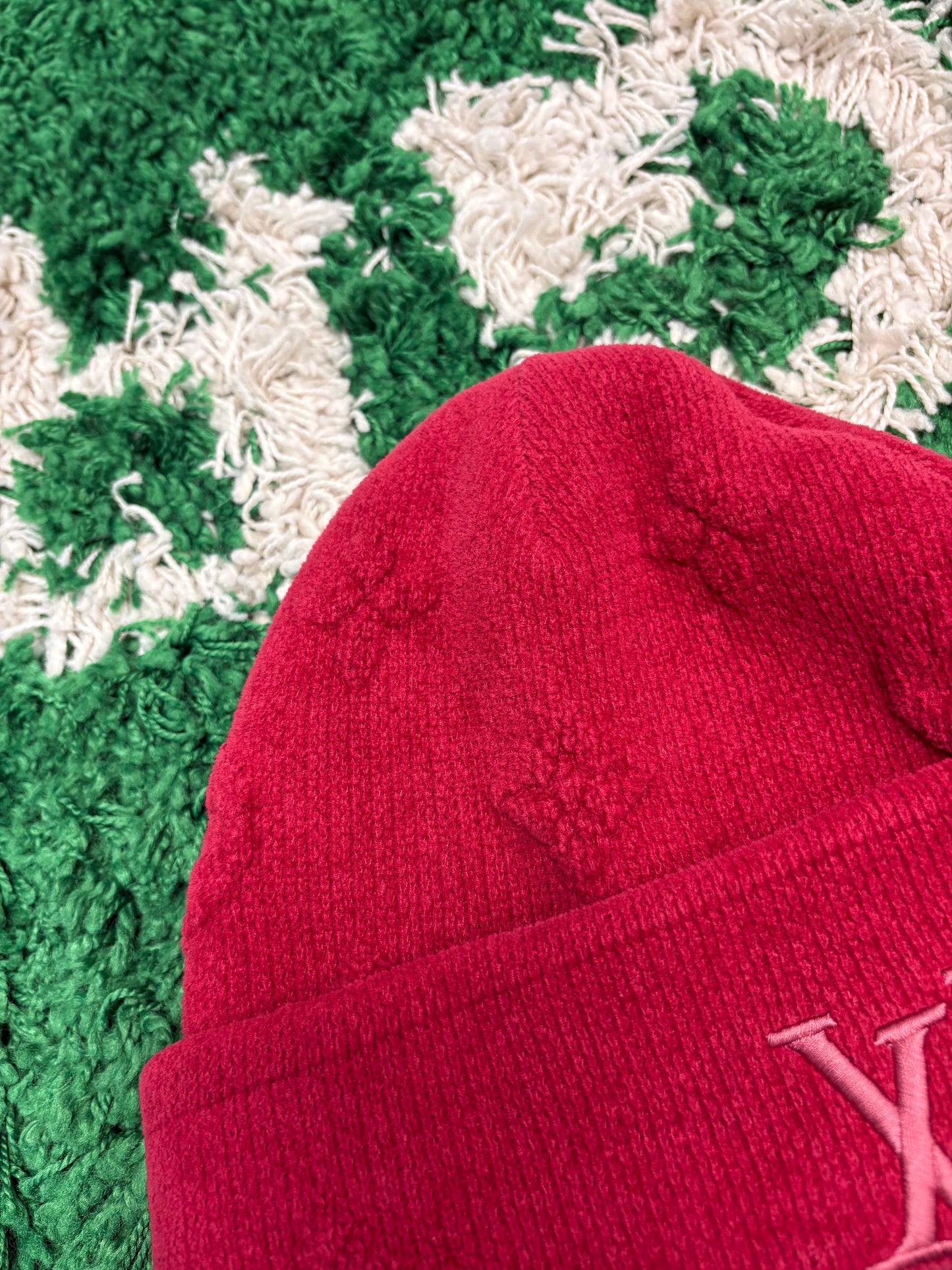 Louis Vuitton Crush Monogram Heritage Beanie Red