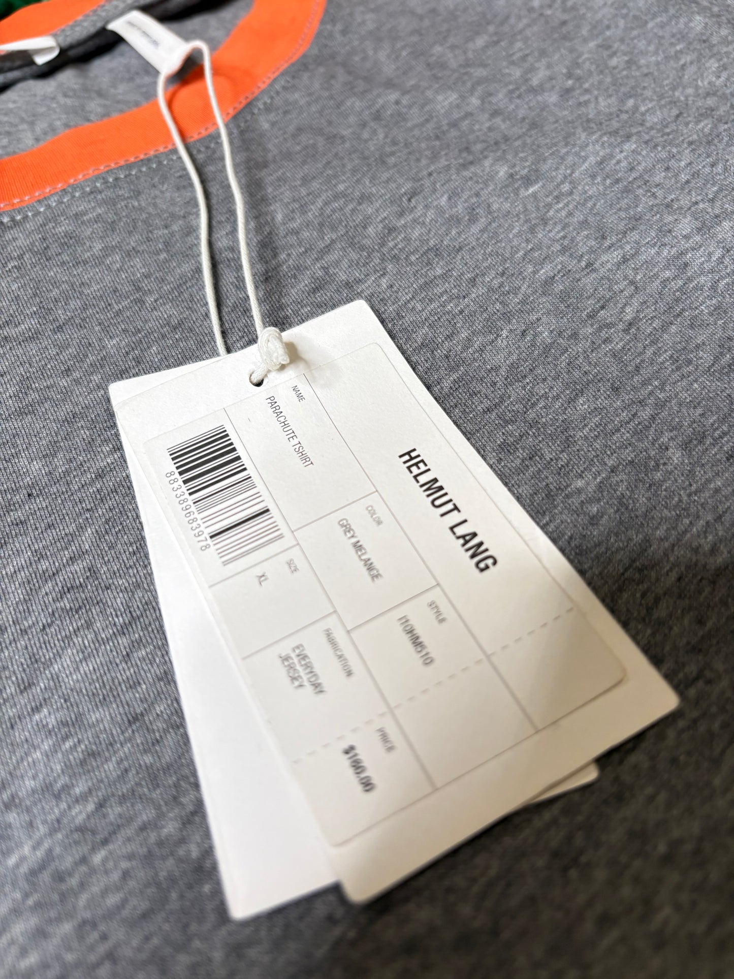 Helmut Lang Gray/Orange Tee DS Size XL