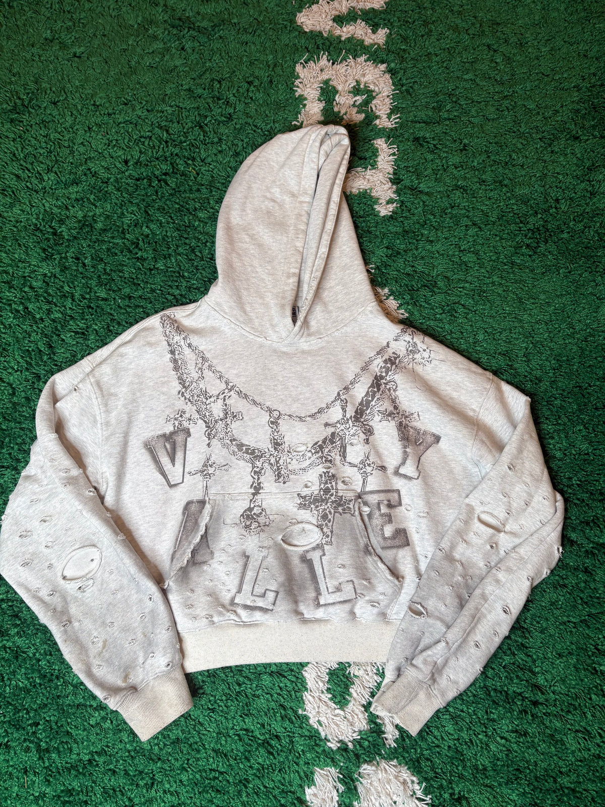 Vale Chain Hoodie Gray Size Small