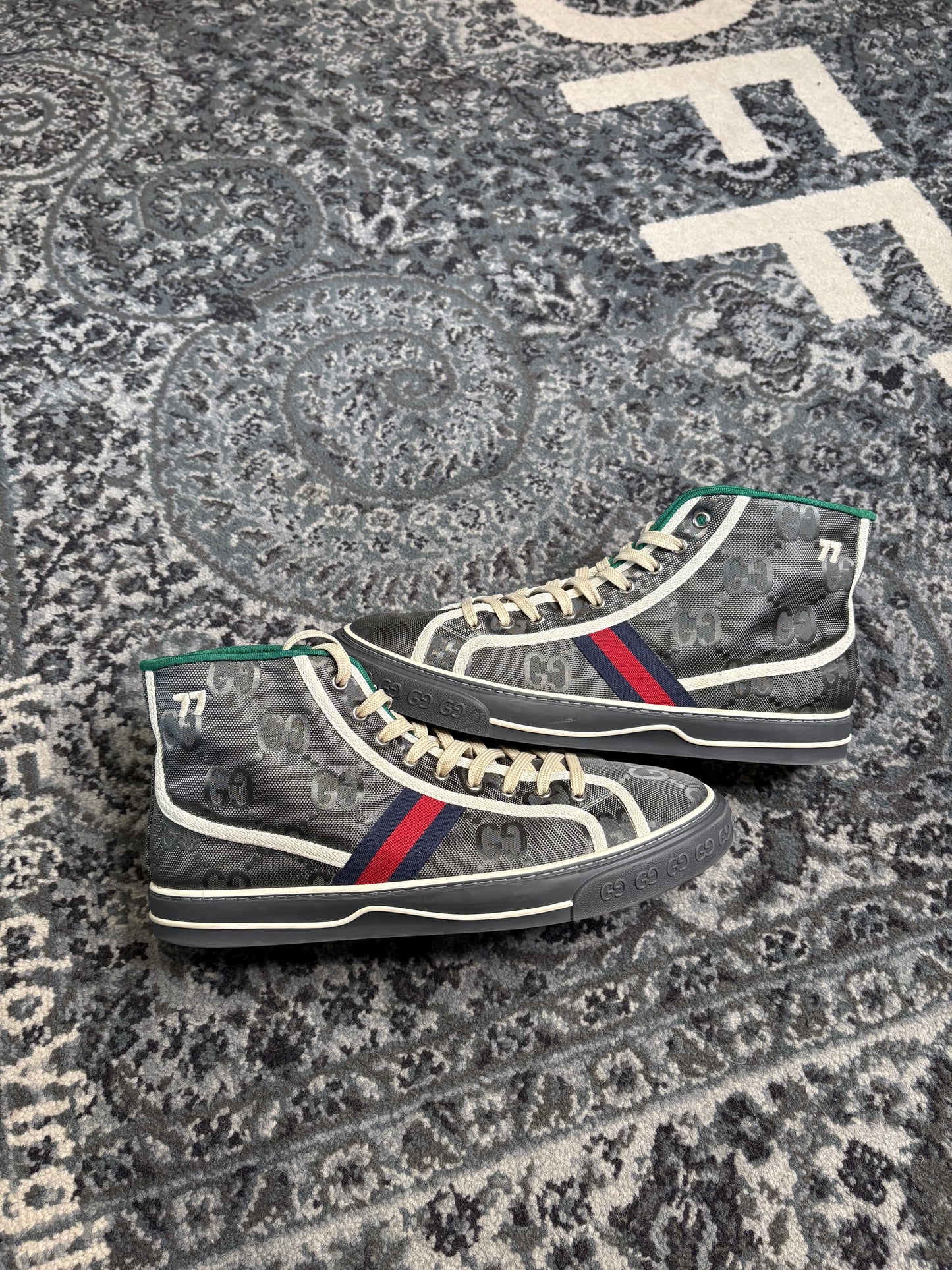 Gucci Tennis 1977 High Top Sneaker Gray PO NB Size 11G
