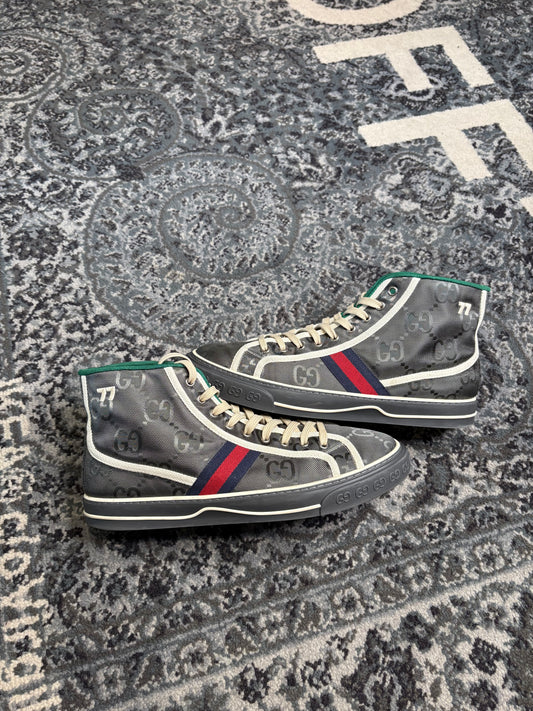 Gucci Tennis 1977 High Top Sneaker Gray PO NB Size 11G