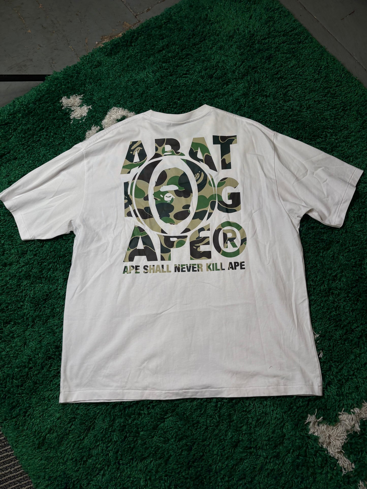 Bape White Camo Ape Head Tee Size XXL