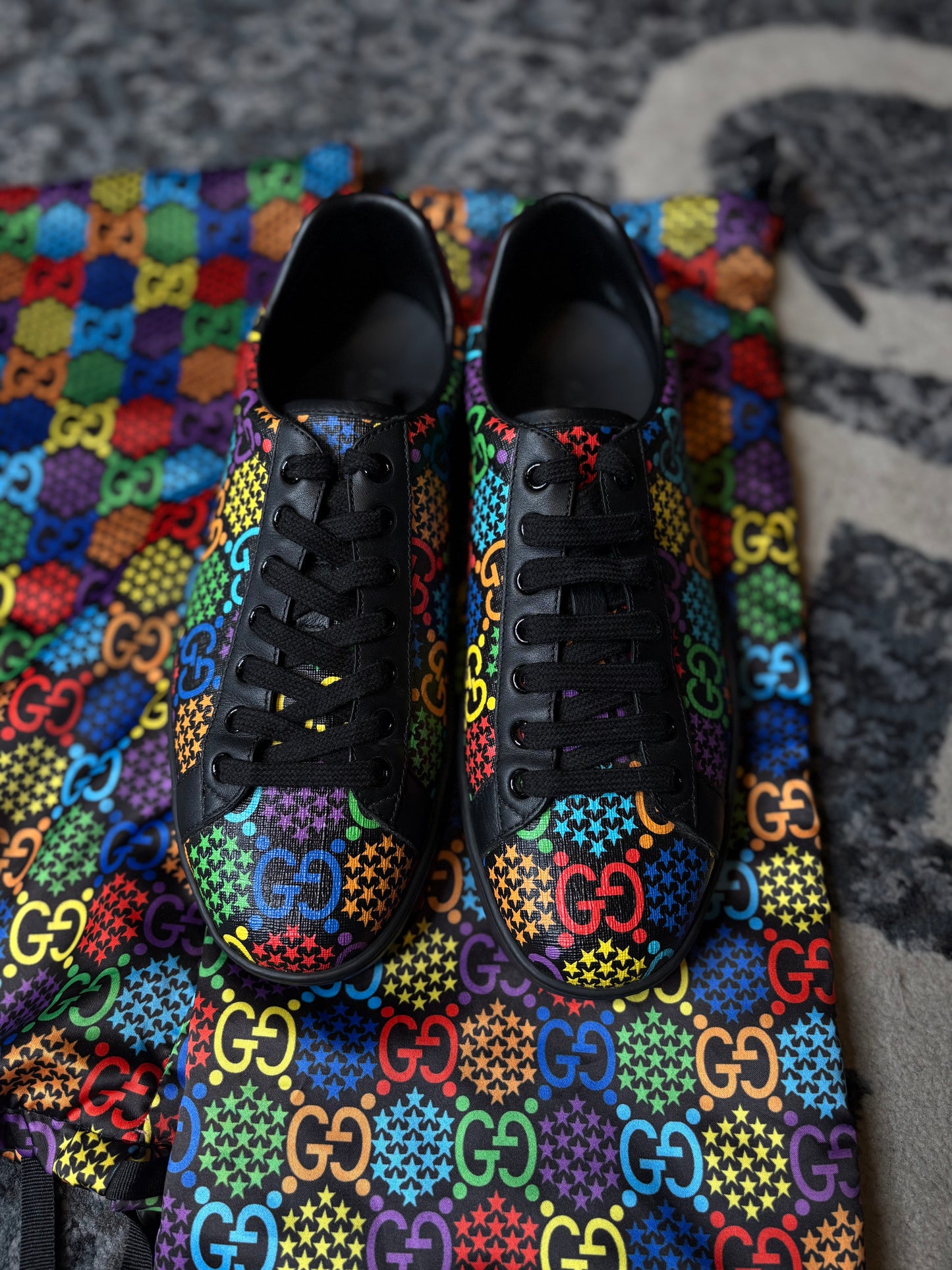 Gucci Psychadelic Ace “Black Multi” Clean Nb Size 6G