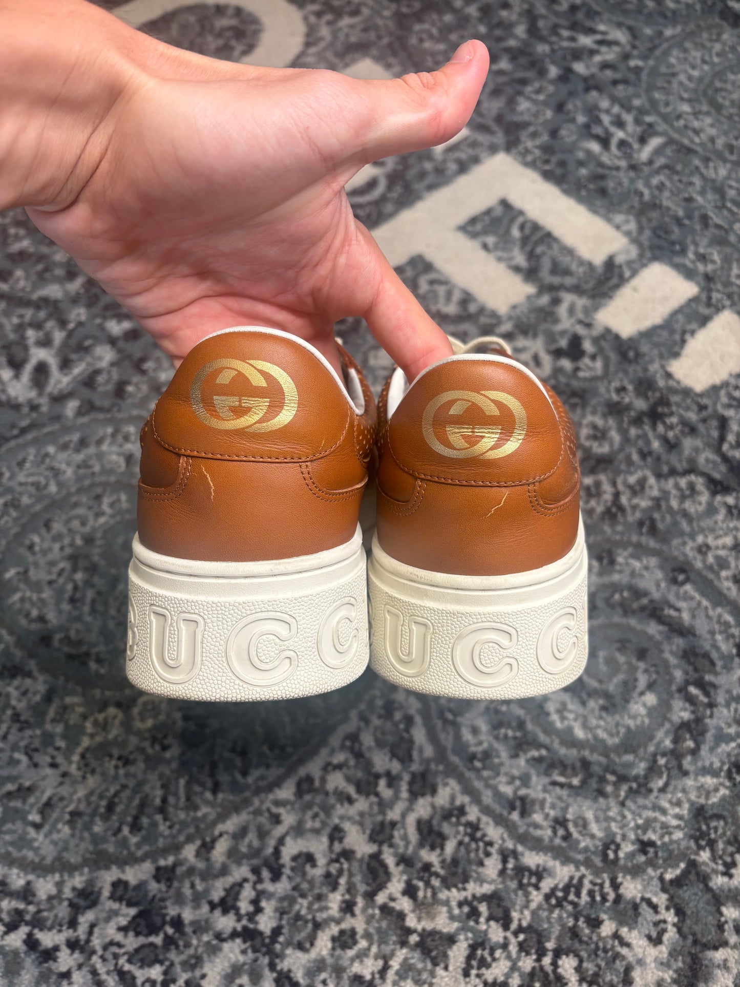 Gucci Leather Sneaker Brown PO NB Size 12G
