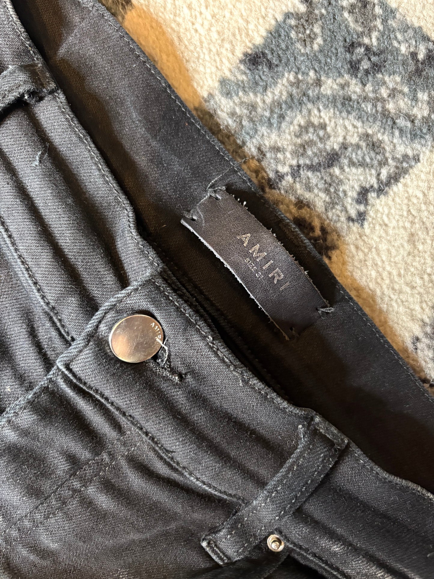 Amiri Jeans Black Vertical Tonal Logo Size 31