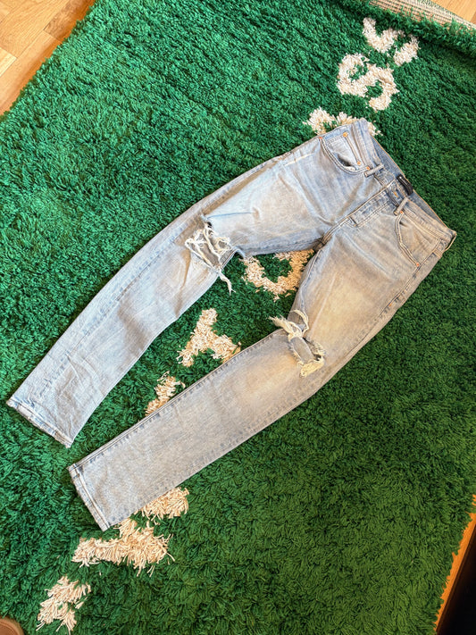 Purple Jeans Light Wash Knee Distressed Size 32