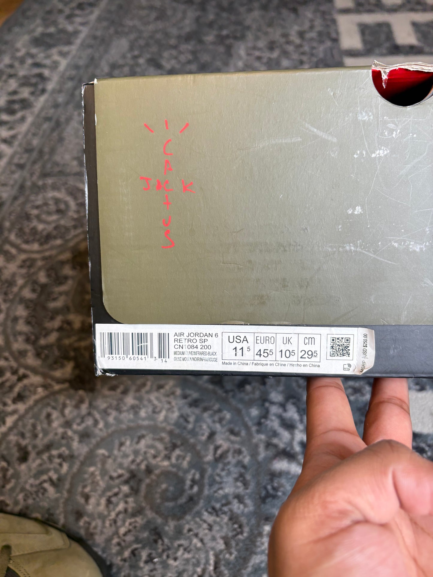 Jordan 6 Retro “Travis Scott Olive” Clean Og Size 11.5