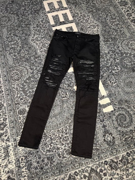 Amiri Jeans Black Distressed Bandana PO Size 38