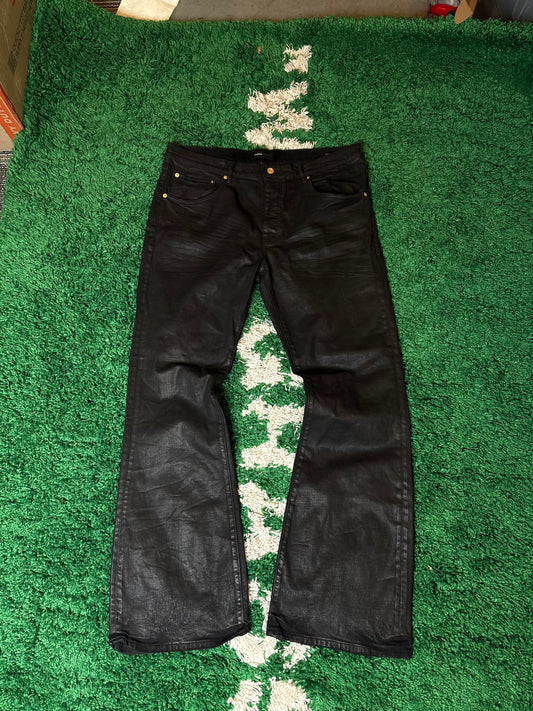 Purple Jeans Waxed Black Flare Size 40