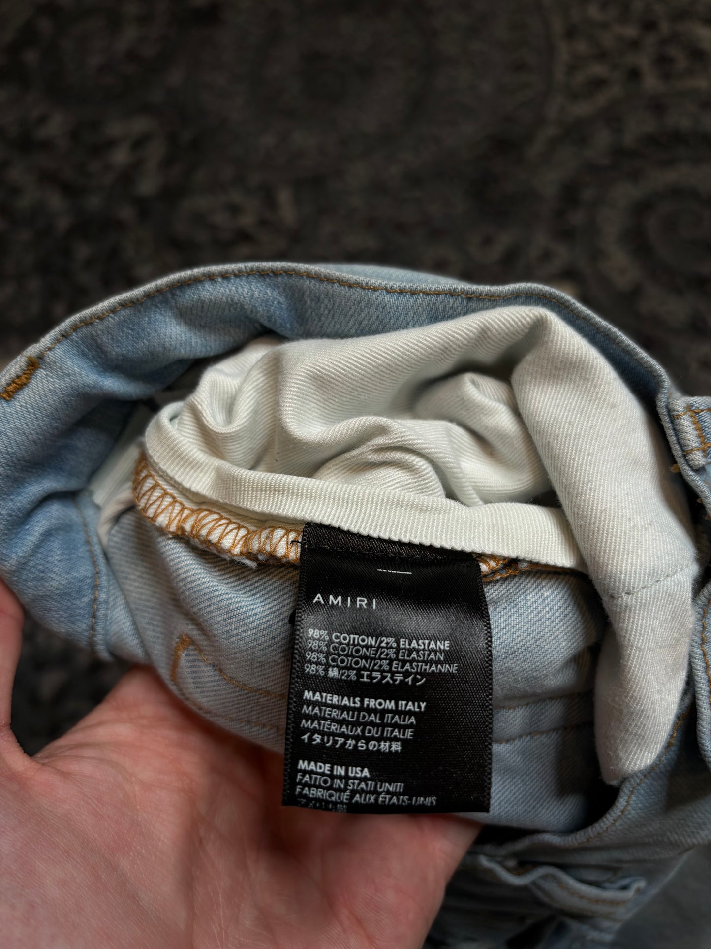 Amiri Jeans Distressed Blue Patchwork PO Size 34