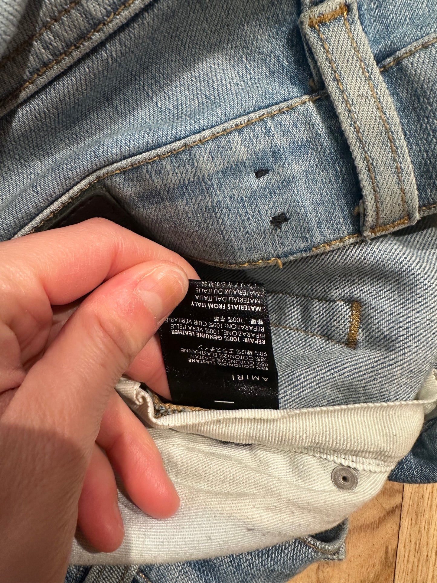 Amiri Jeans Light Wash White Patches Size 31