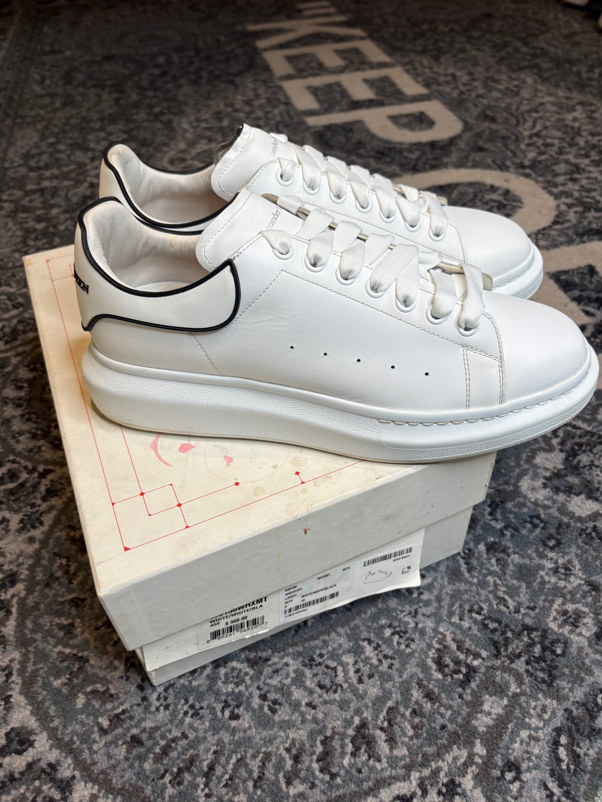 Alexander McQueen Oversized “White Black Trim” Clean Og Size 12(45 EU)