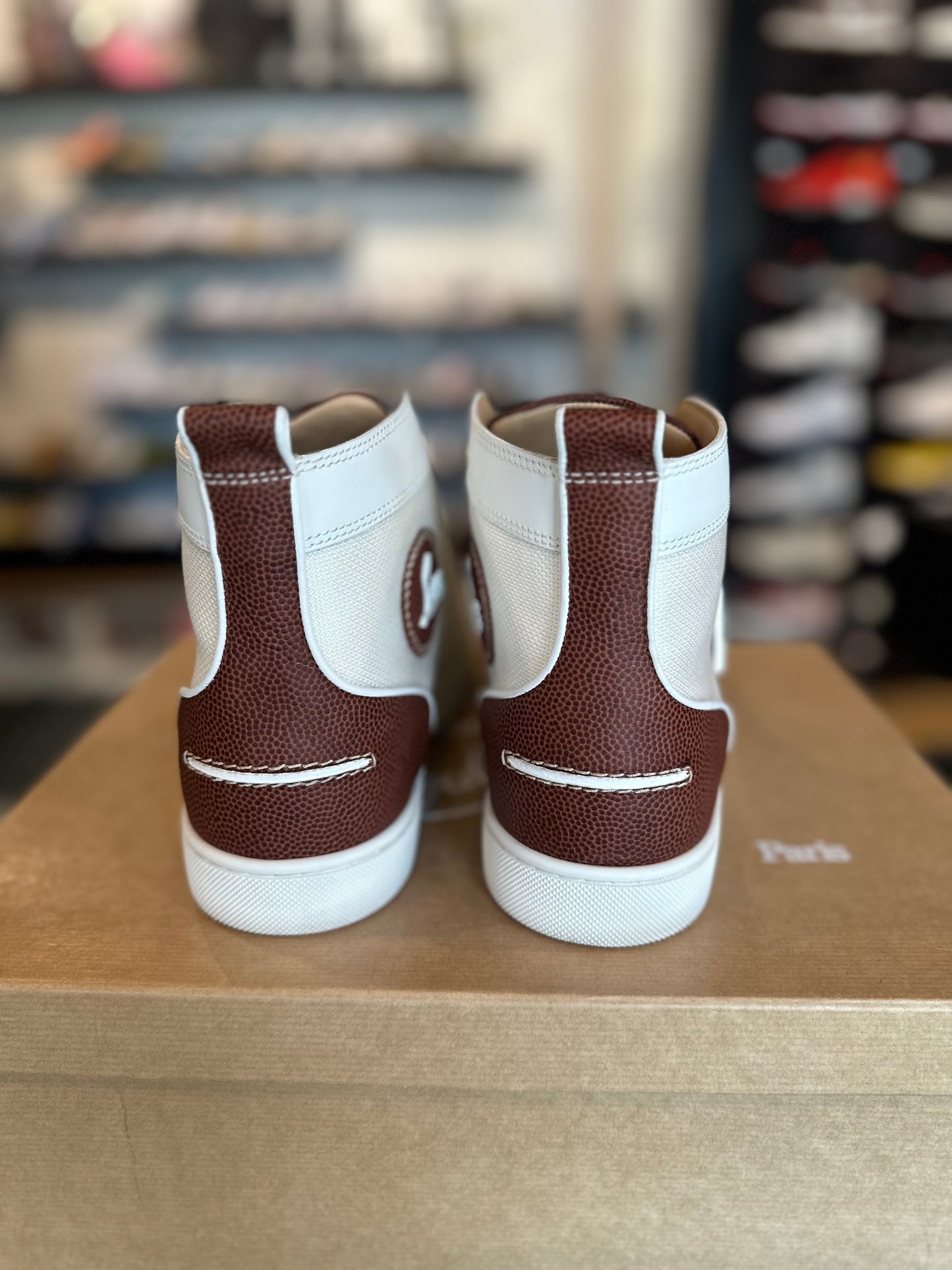 Louboutin White/Brown High Top Clean OG Size 43