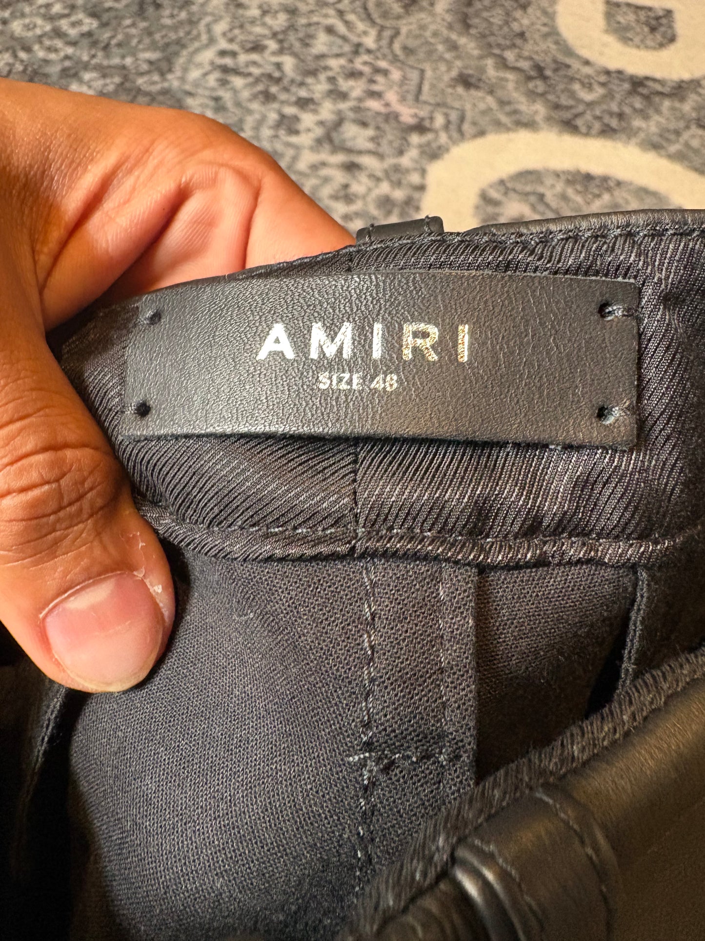 Amiri Black Leather Jeans Po Size 32(48 EU)