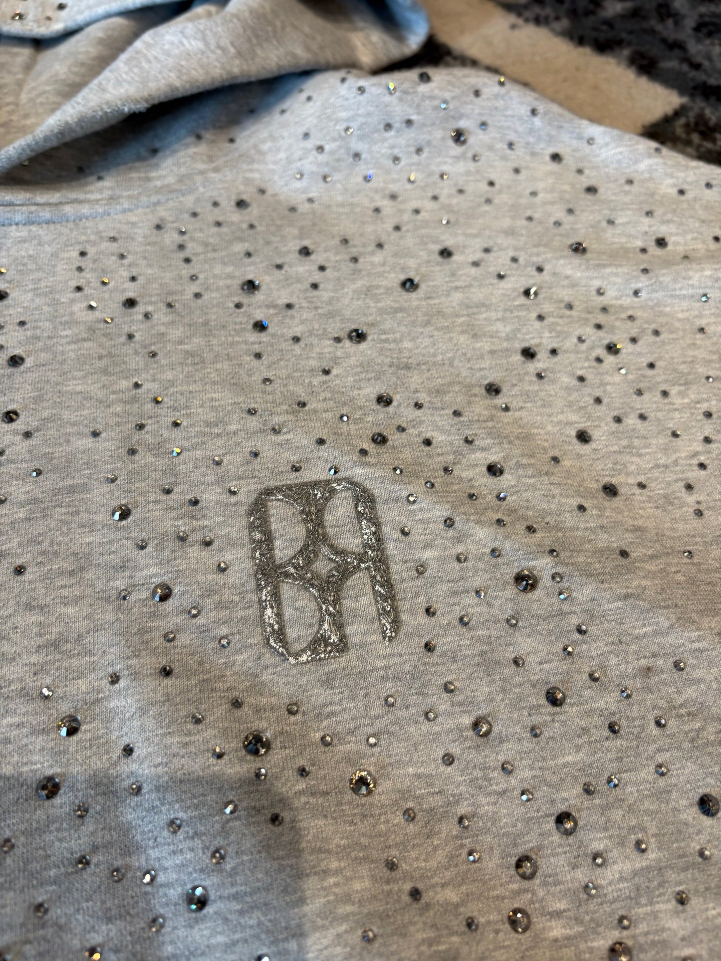 Birth of Royal Child Gray Rhinestone Hoodie Size Large