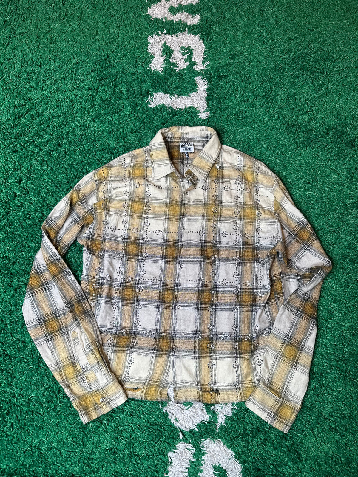 Vale Rhinestone Flannel Tan Size Large