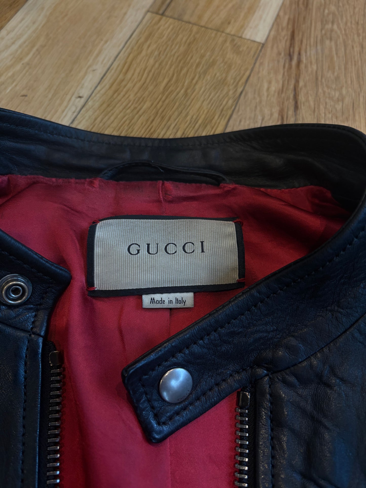 Gucci Leather Moto Jacket Size 48