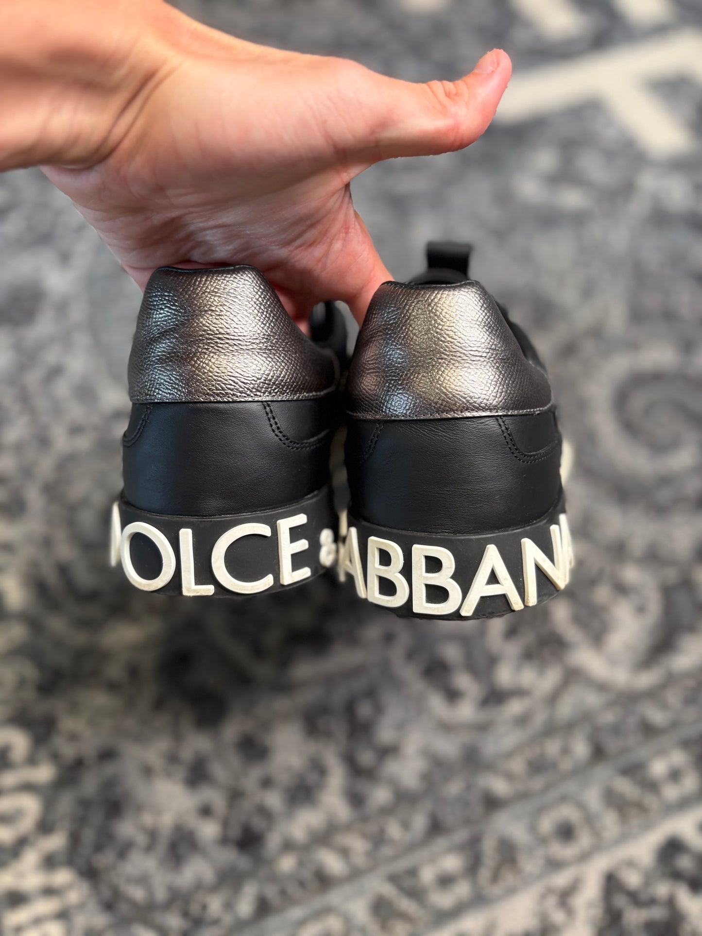 Dolce & Gabbana Black Leather Sneaker PO NB Size 11