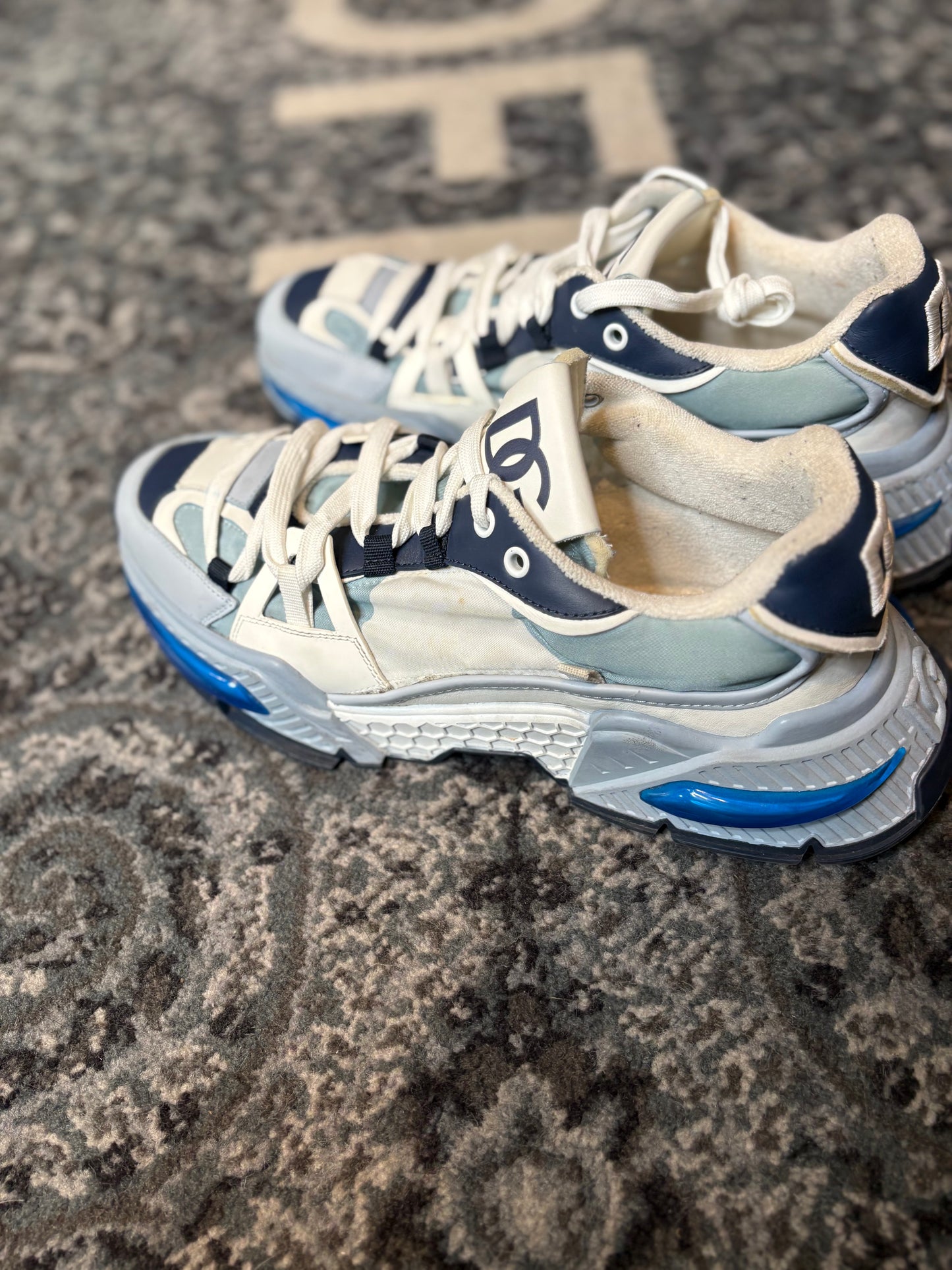 Dolce & Gabbana “Sky Blue and Multicolour Calf Leather Airmaster Low Top” Po Nb Size 12(45 EU)
