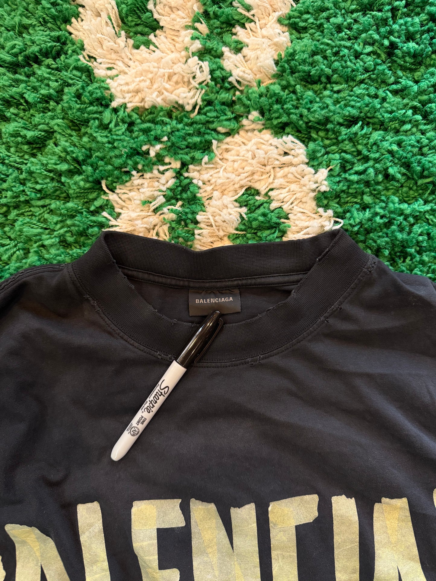 Balenciaga Tape Logo Tee Black Size XL