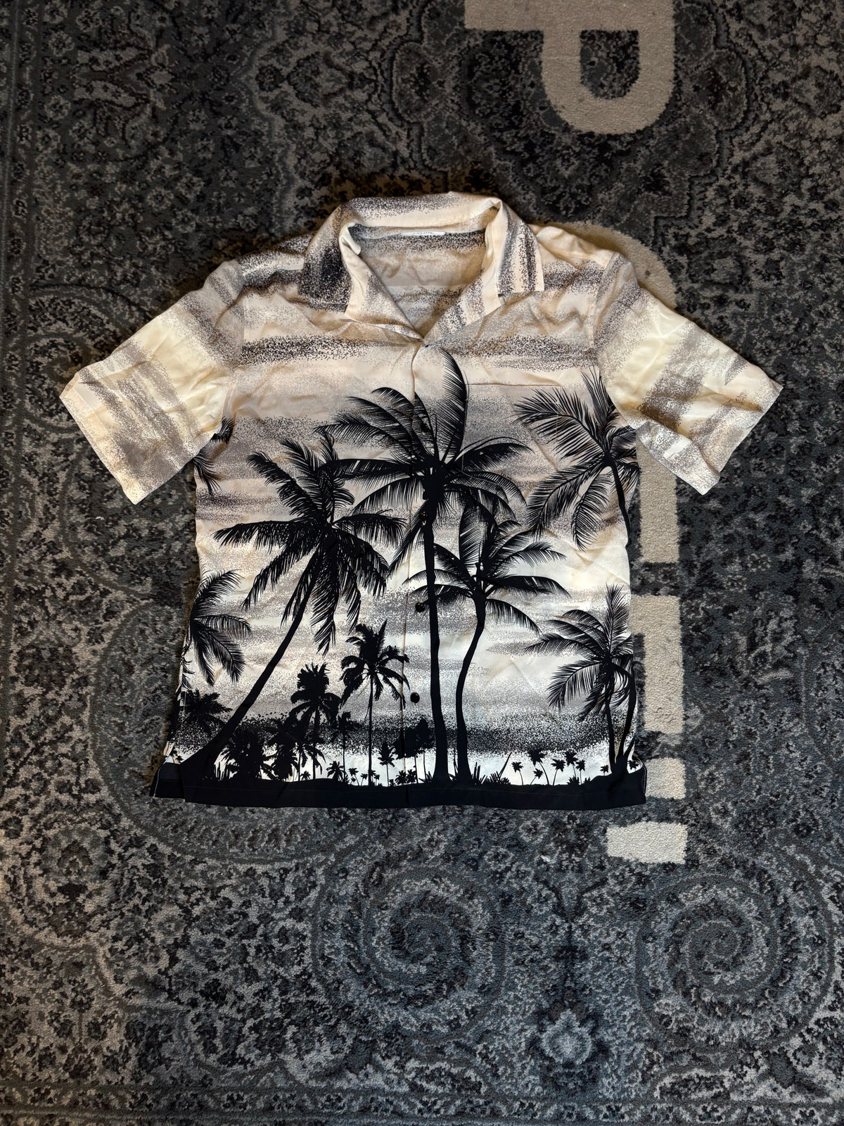 Celine Hawaii Camp-Collar Printed Silk Crepe de Chine Shirt Size Medium(38)