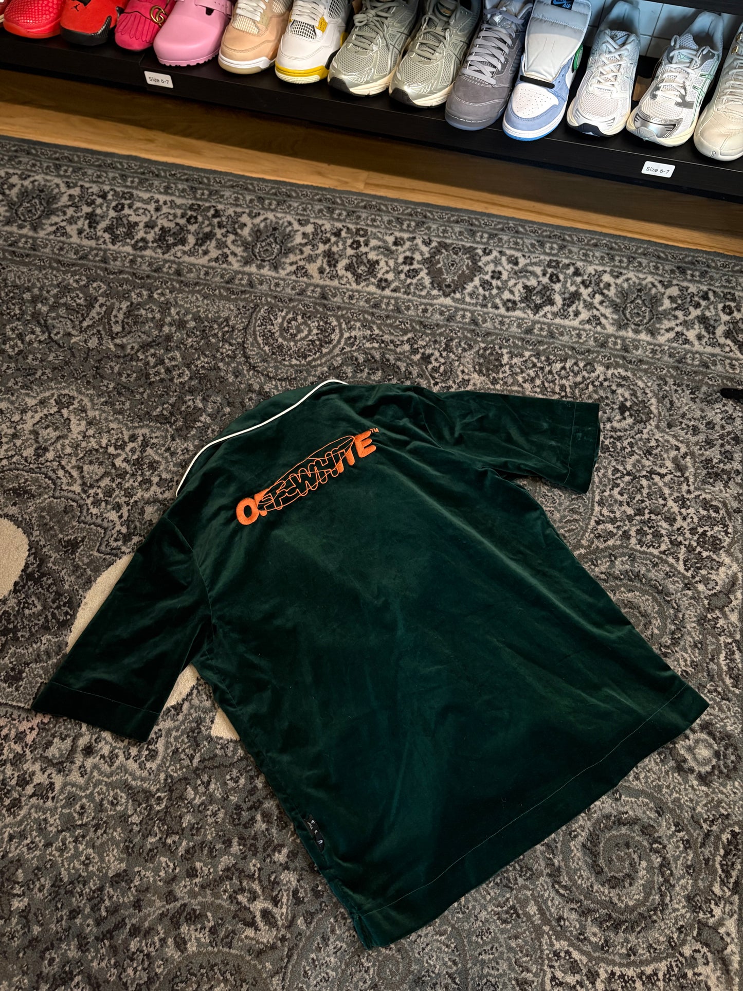 Off-White Green Velour Top Size Large