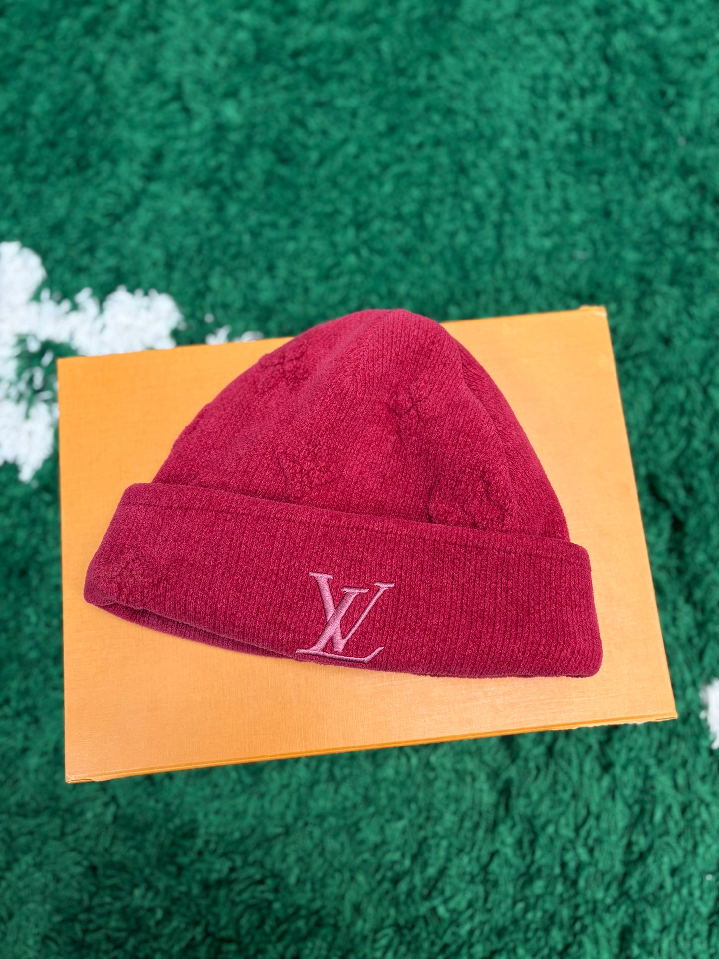 Louis Vuitton Crush Monogram Heritage Beanie Red