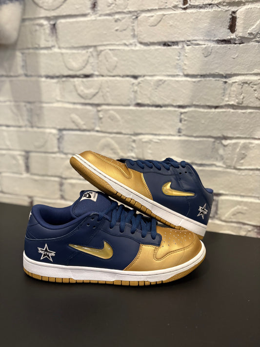 SB Dunk Low Supreme Jewel Swoosh Gold Clean NB Size 10.5